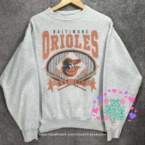 Throwback Baltimore Orioles Baseball Sweatshirt, MLB Baltimore Orioles Shirt tee - Picture 1 of 2